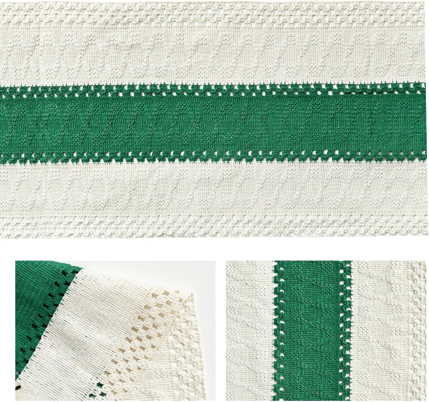 Artoid Mode Dark Green Farmhouse Rustic Table Runner, Seasonal Holiday Hollow Kitchen Dining Table Decoration for Home Party Decor 12x60 Inch