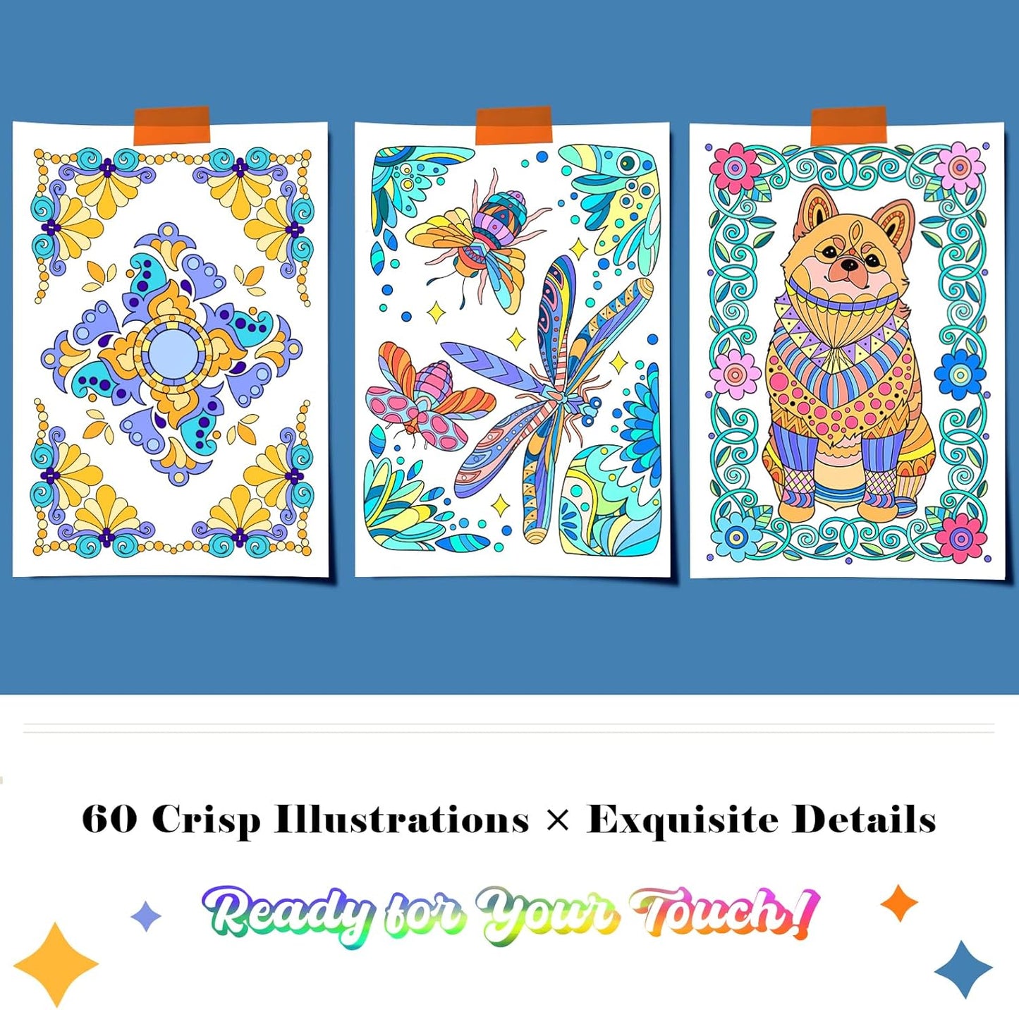 LORHAKI Adult Coloring Book for Women, 3 Spiral Bound Adult Coloring Book Nature Animal Mandala, 200gsm No-Bleed Thick Paper, Optimal for Relaxation and Stress Relief Women Elders Teens