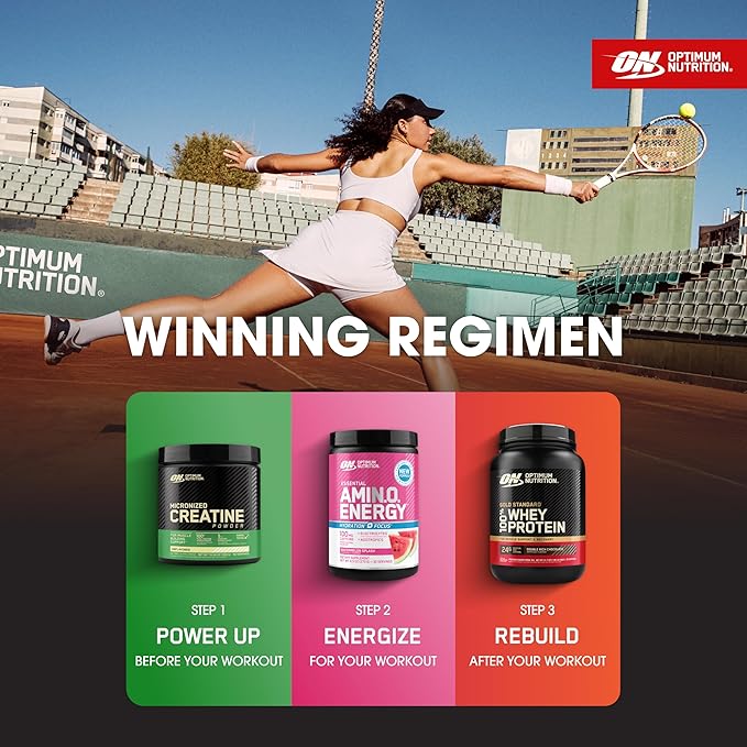 Optimum Nutrition Amino Energy - Pre Workout with Green Tea, BCAA, Amino Acids & Micronized Creatine Monohydrate Powder, Unflavored, Keto Friendly, 60 Serving