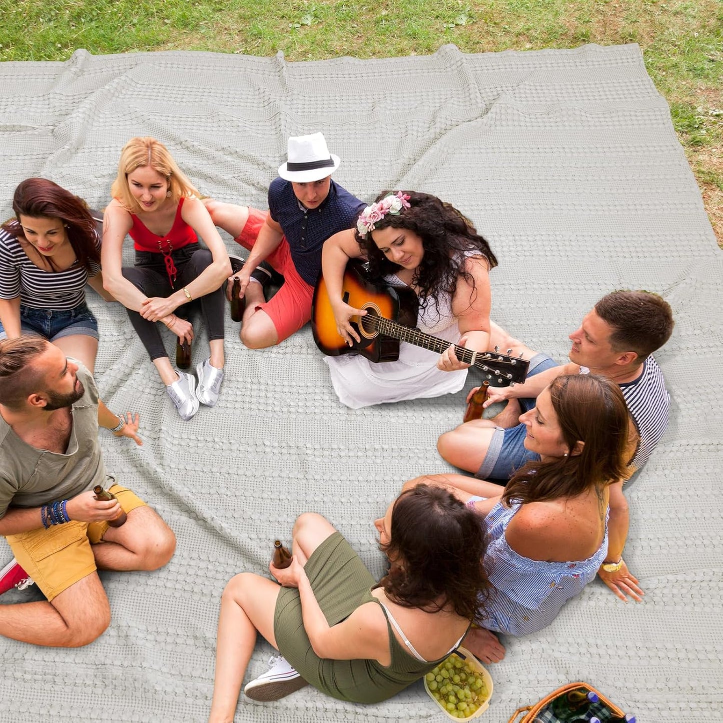 PHF 100% Cotton Waffle Blanket Oversized King 120"x120", Lightweight Breathable Extra Large 10'x10' Blankets for Bed, Giant Big Luxury Aesthetic Woven Bedding for Home Decor, Light Grey