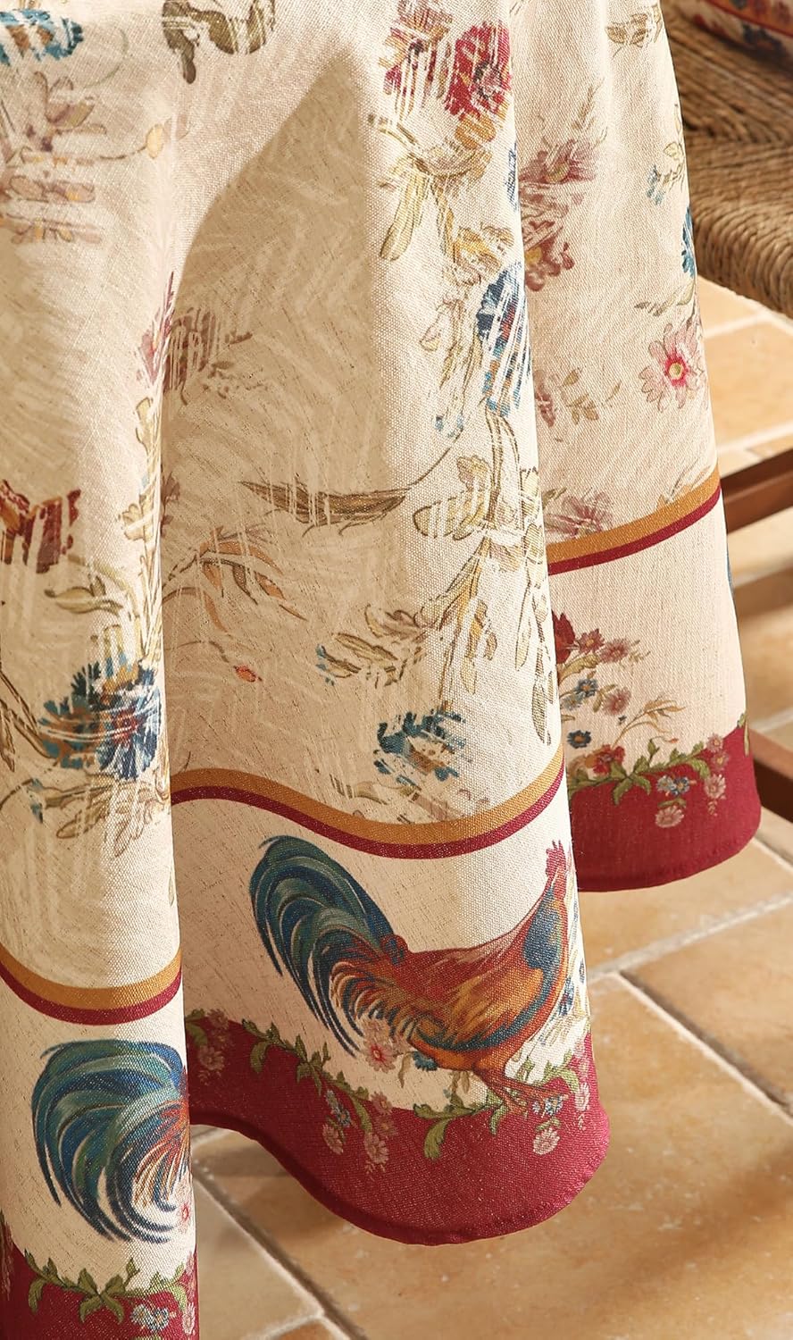 patdrea Designer Vintage Linen Small Round Tablecloth,Vintage Red Animals Pattern Floral Tablecloths,Decoration Table Cover for Kitchen Dining Christmas,Party,Thanksgiving,Diameter 55"-Townlife E