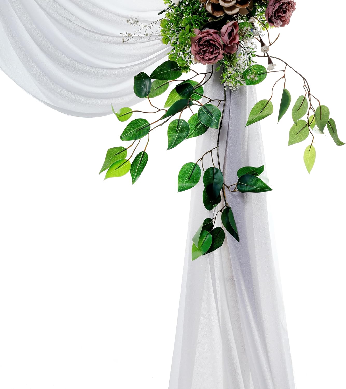 VDS Pack of 3 Panel (30 Inch X 20 Feet) Wedding Arch Draping Fabric Sheer Chiffon Fabric Drapery for Wedding Ceremony Reception Swag Backdrop Canopy Chuppah ARBO Altars Decoration (Cool Grey)