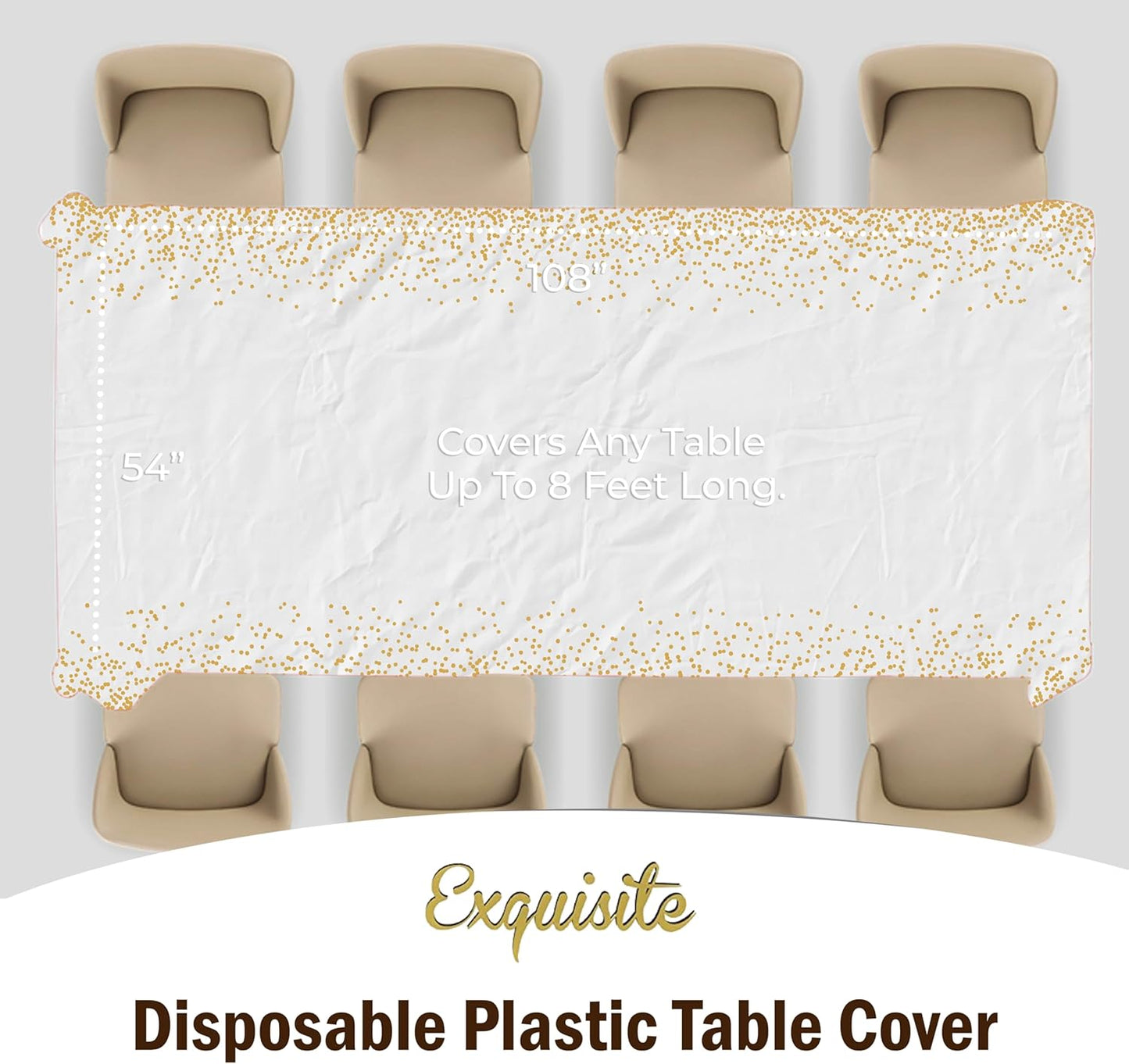 Party Solids Black & Gold Dot Rectangular Plastic Tablecloth - 54x108 Inch, Pack Of 12