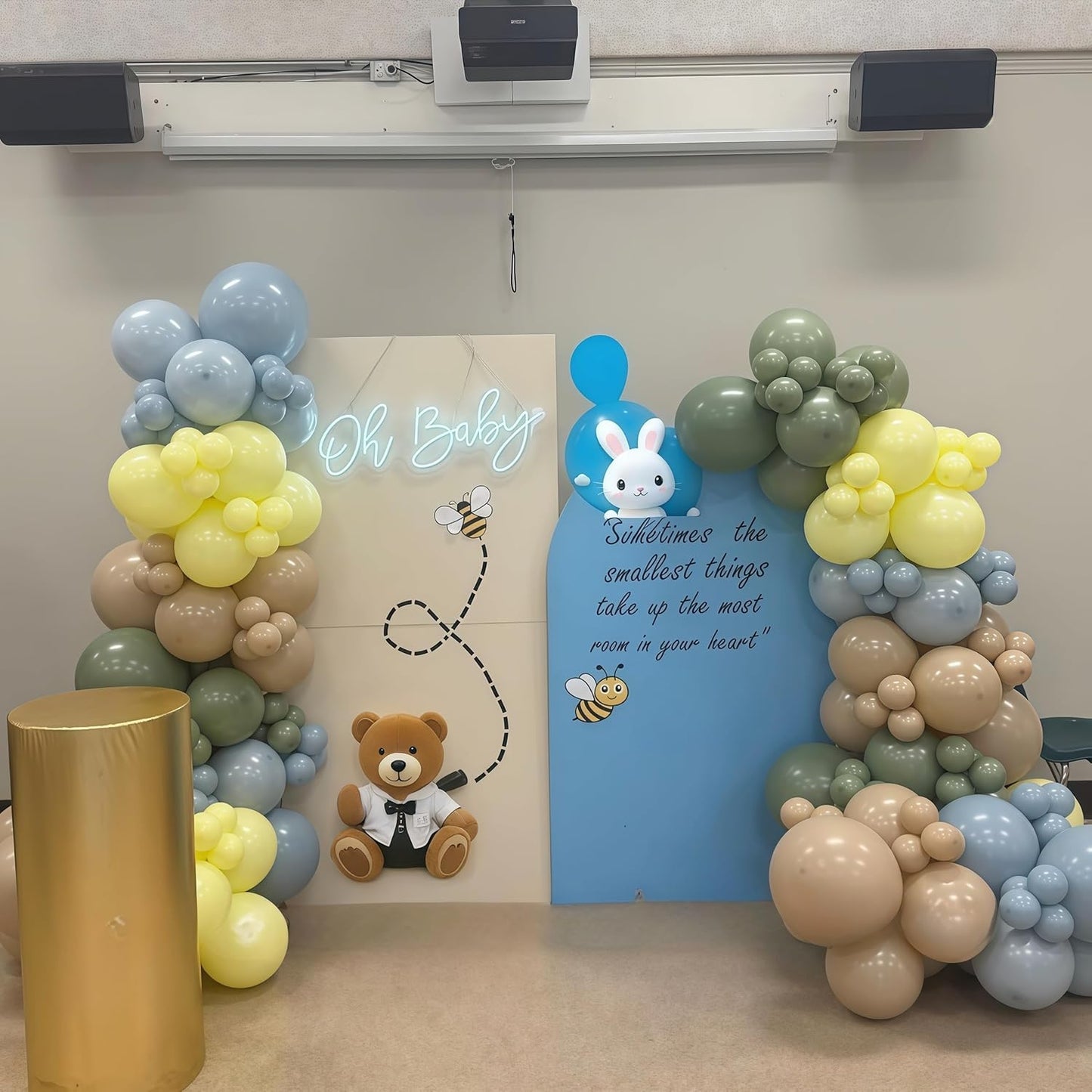 Sage Green Dusty Blue Yellow Balloons Set, 60Pcs 12 Inch Olive Green Macaron Yellow Slate Blue White Sand Cream Latex Balloons for Birthday Wedding Baby Shower Wild One Party Deocrations Supplies