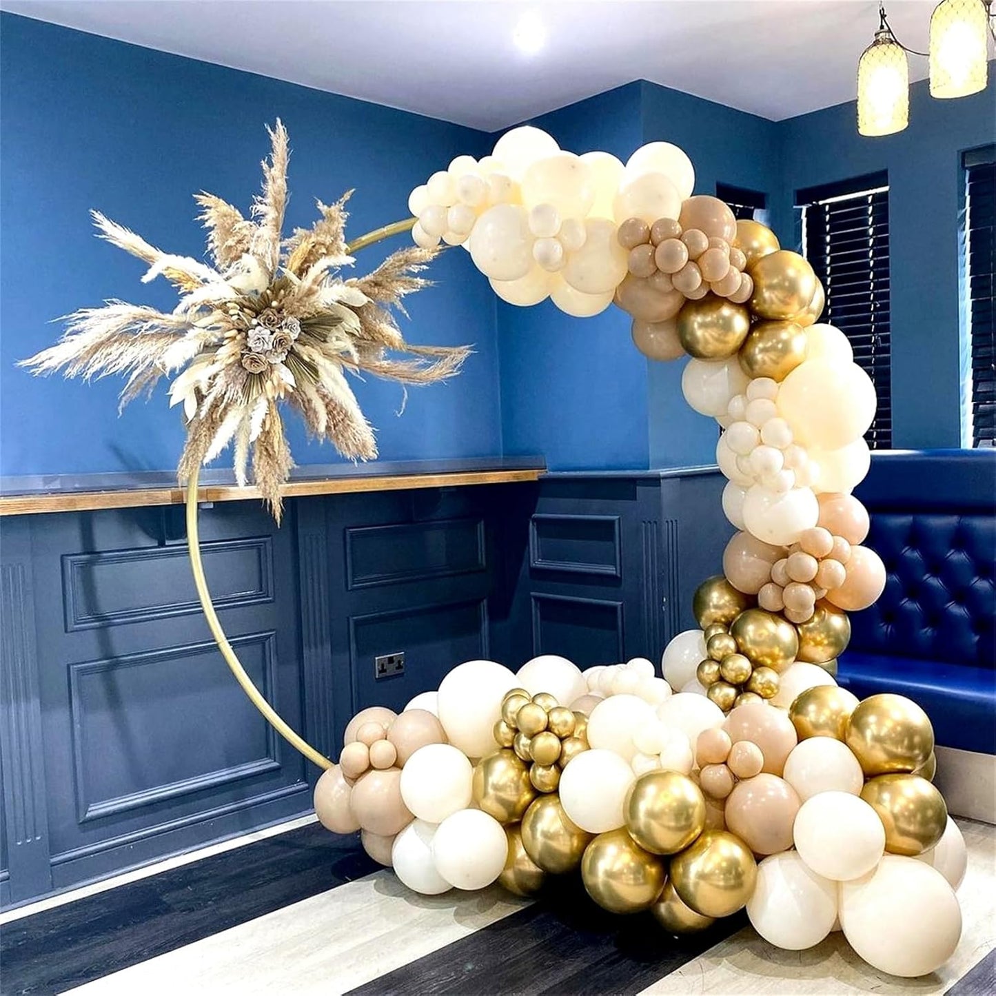 Beige White Gold Balloons, 60Pcs Beige White Sand Metallic Gold Confetti Balloons for Girls, Neutral Cream Ivory Double Stuffed Nude Gold Balloons for Women Birthday Boho Wedding Party Decorations