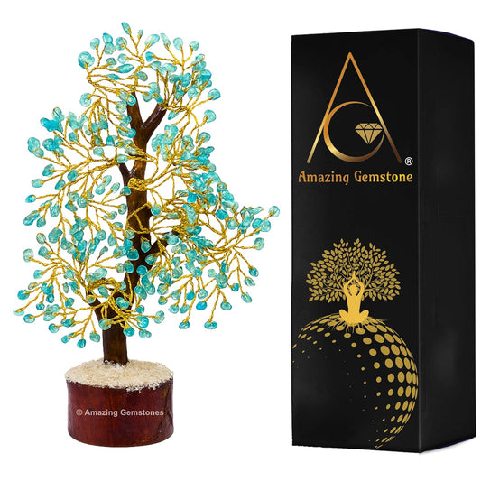 Amazing Gemstone Crystals and Healing Stones Birthday Gifts for Women - Apatite Crystal Tree of Life Home Decor Stocking Stuffers, Bookshelf, Room, Meditation Gift for Mom Dad, Unique Birthday Gifts