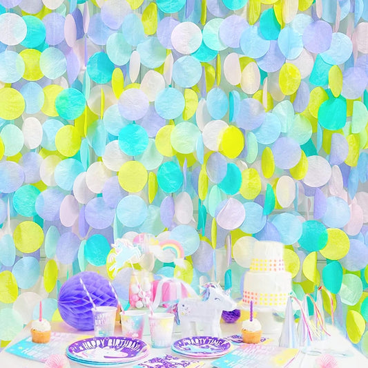 205Ft Pastel Party Decorations Big Circle Dot Backdrop Garland Pastel Tissue Paper Polka Dots Hanging Curtain Streamer for Birthday Bachelorette Wedding Engagement Baby Shower Macaron Party Supplies