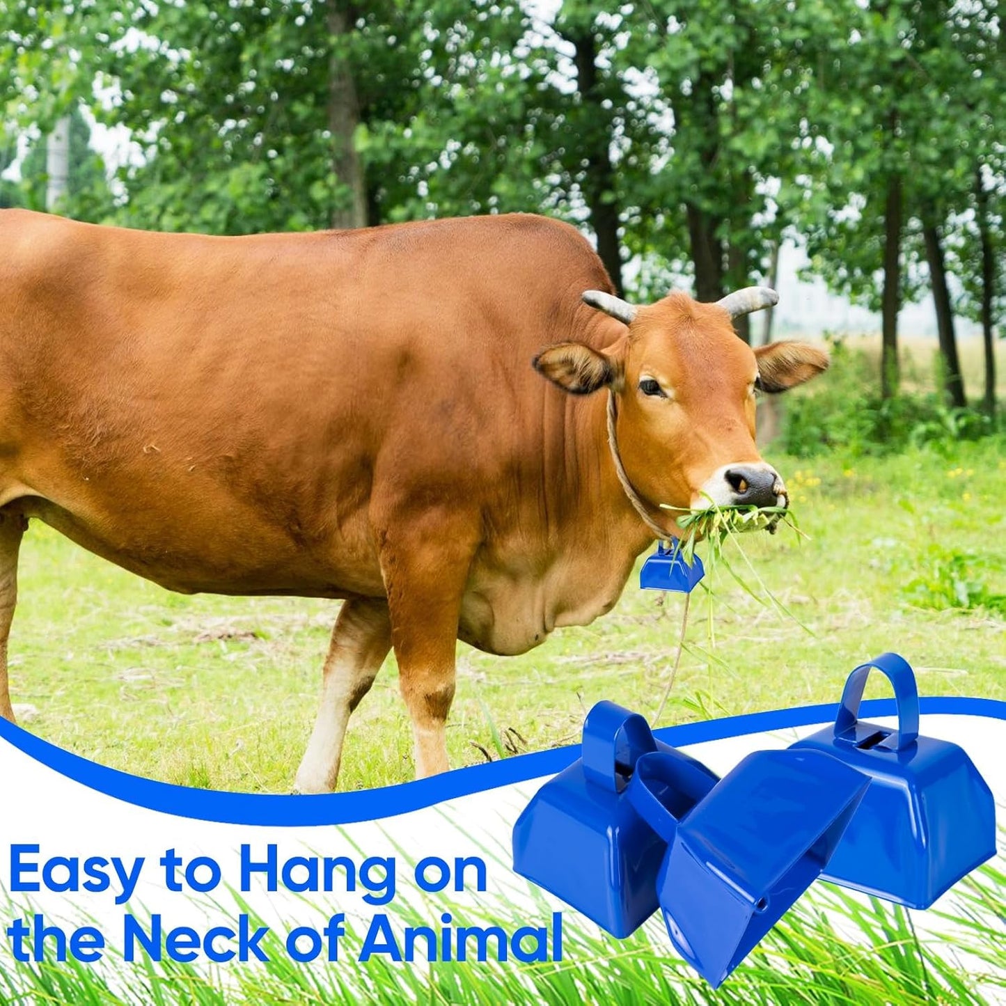 Cow Bells Noise Makers Blue Cheering Bell for Sporting Events: 12 Pcs Metal Cowbells with Handle - Small Loud Bell Bulk Hand Percussion for Football Games Graduation Weddings-Blue