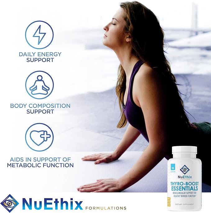 NuEthix Formulations Cortisol and Thyroid Support Supplement Bundle: Cort-Eaze Cortisol-Control Supplement, 60 Capsules, 30 Servings and Thyro-Boost Essentials, 90 Capsules