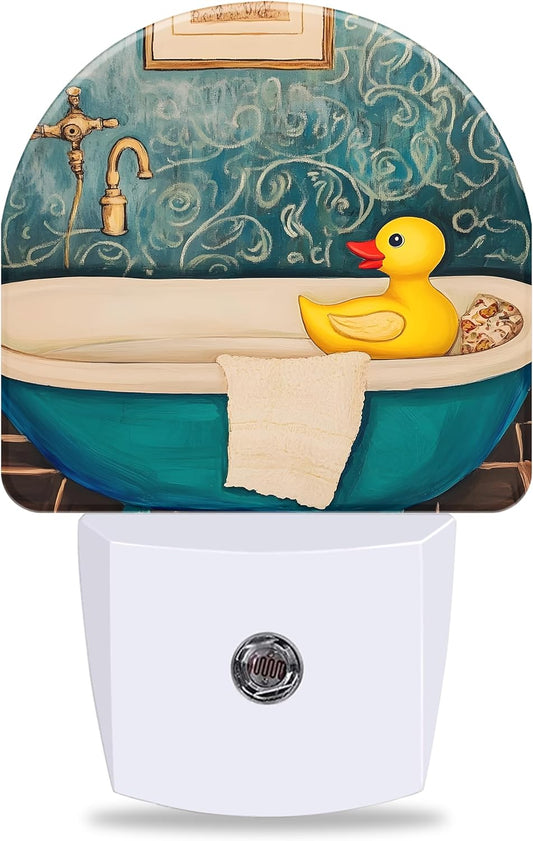 Yellow Duck Night Light Plug into Wall with Dusk to Dawn Light Sensors Rubber Duck Pattern Night Light LED Lamp for Bedroom Hallway Home Wall Decor Nightlight for Girls Boys Men Women