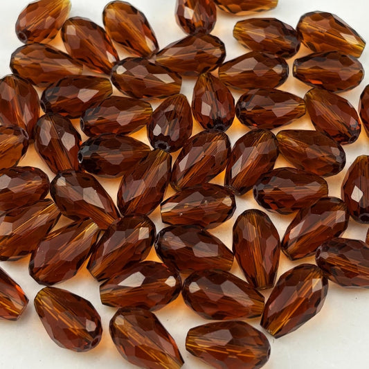 150pcs 4x6mm Teardrop Crystal Glass Beads for Jewelry Making, Faceted Vertical Hole Teardrop Glass Spacer Beads for Wind Chimes Bracelet Earring Necklace DIY Craft(Dark Amber)