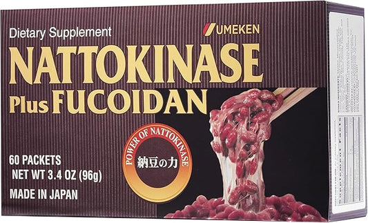 Nattokinase Plus Fucoidan for Circulatory Support, 2500FU Natto, Blood Circulation Supplements, Odor Free & Easy to Take Nattokinase Supplement, Okinawan Fucoidan, 2 Month Supply, 60 Count, Pack of 1