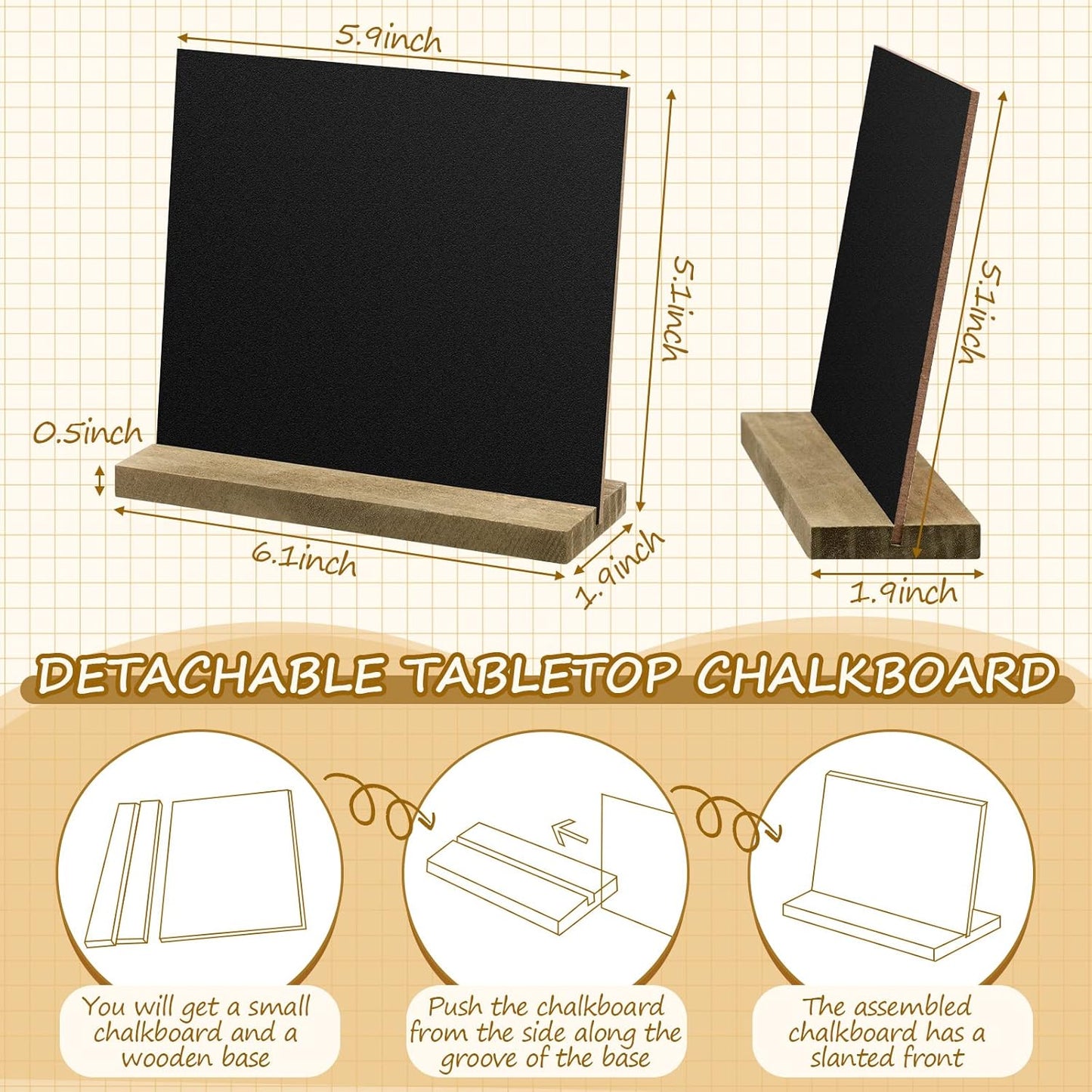 Queekay 36 Pcs Mini Chalkboard Signs Tabletop with Stand 5 x 6 Inch Wooden Chalkboard Sign Vintage Chalk Board Sign Decorative Centerpieces for Food Signs Table Numbers Message Boards Party Supplies