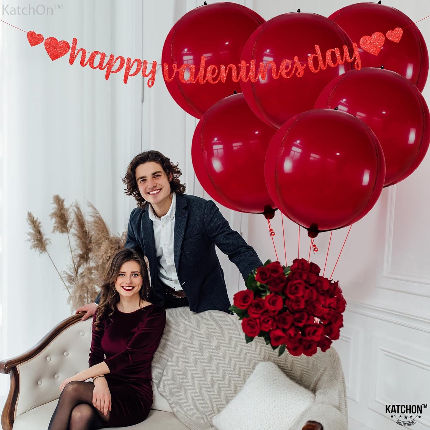 KatchOn, Big Metallic Red Balloons - Large 22 Inch, Pack of 6 | 2025 Graduation Decorations | Round 4D Red Mylar Balloons | Graduation Decorations | class of 2025