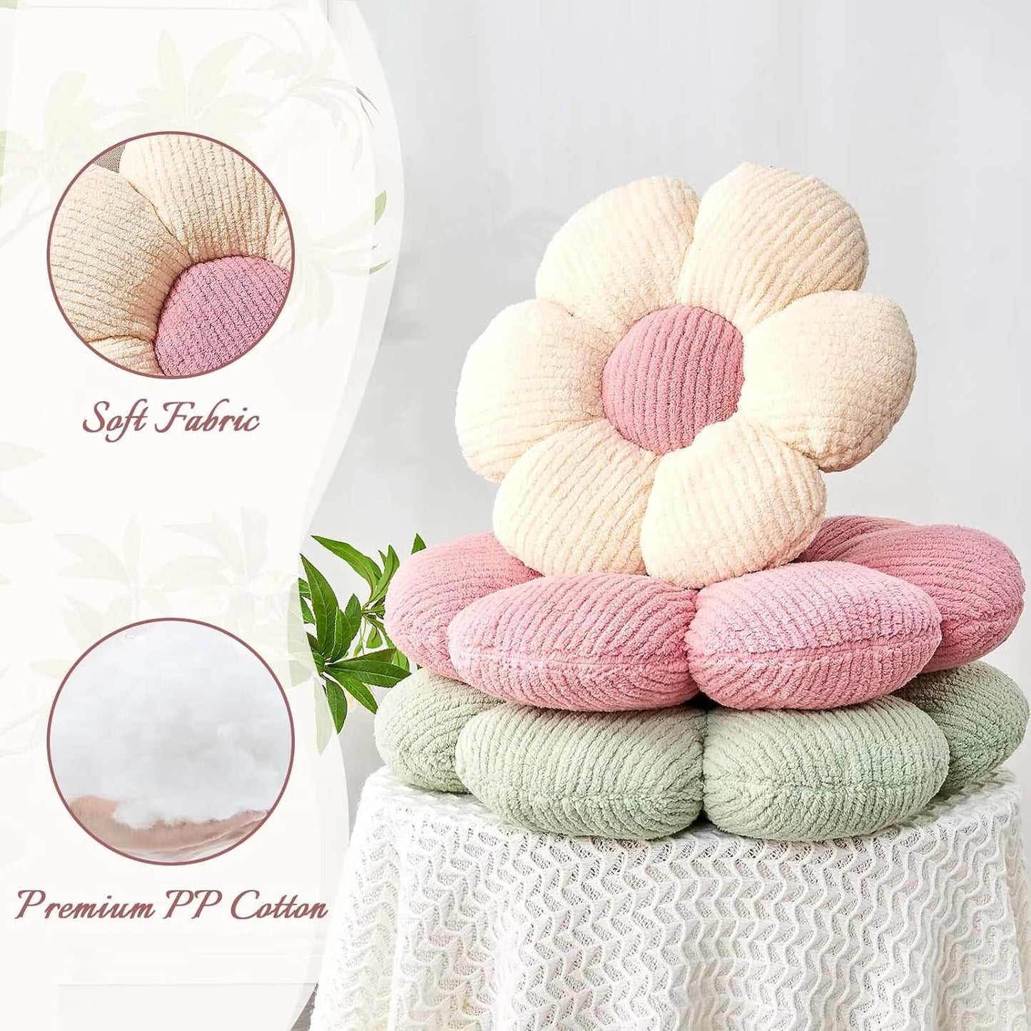 Flower Throw Pillow, Soft Light Pink 14.9" Shaped Floor Pillow for Home Decor, Cute Aesthetic Plush Decorative Pillows for Bed, Sofa, Couch