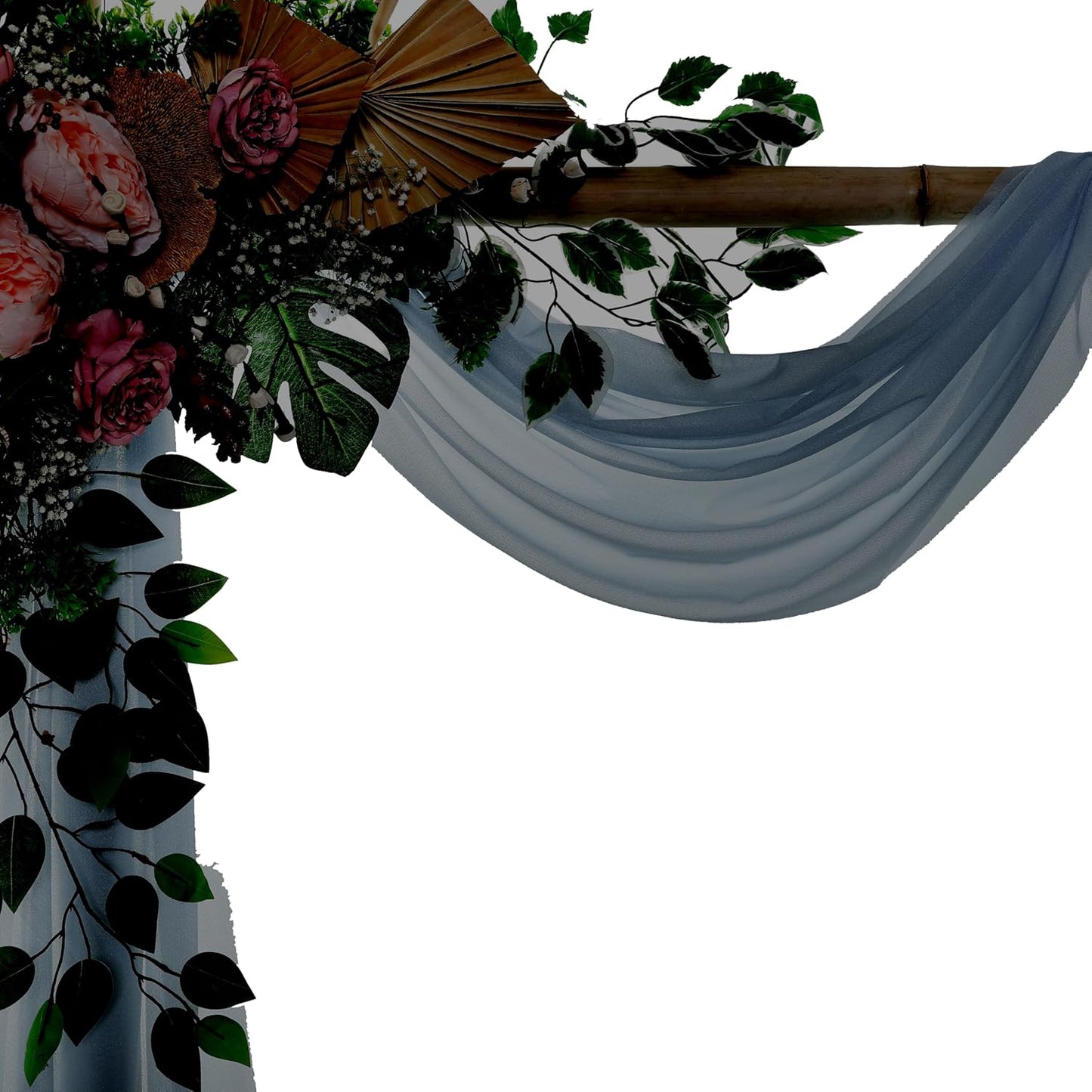 VDS Pack of 2 Panel (30 Inch X 40 Feet) Wedding Arch Draping Fabric Sheer Chiffon Fabric Drapery for Wedding Ceremony Reception Swag Backdrop Canopy Chuppah ARBO Altars Decoration (Dusty Blue)