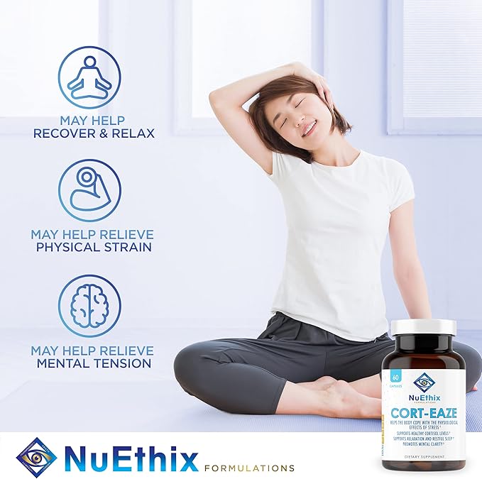 NuEthix Formulations Cortisol and Thyroid Support Supplement Bundle: Cort-Eaze Cortisol-Control Supplement, 60 Capsules, 30 Servings and Thyro-Boost Essentials, 90 Capsules