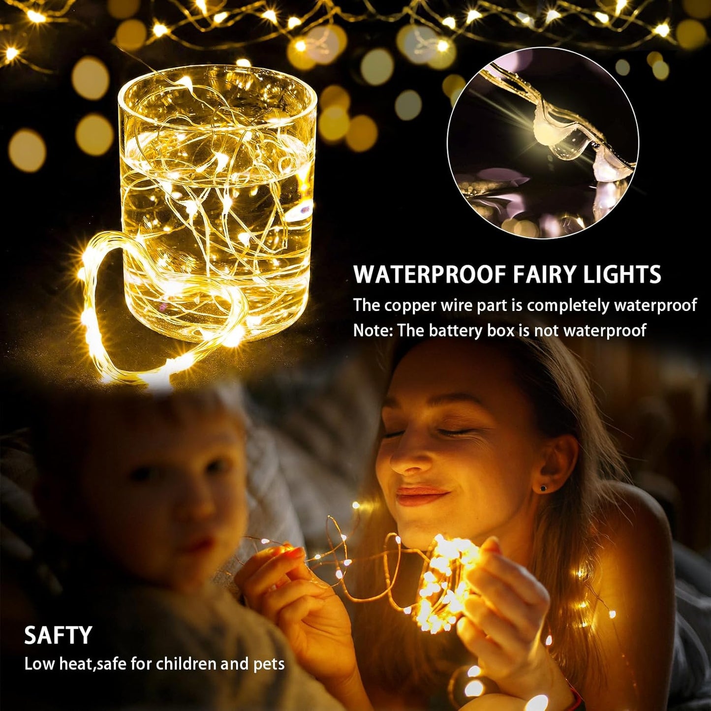 12 Pack Fairy Lights 7Ft 20 LED Twinkle String Lights 3 Modes Battery Operated Waterproof Firefly Starry for Mason Jar Party Wedding Christmas Valentines Day Table Centerpieces,Warm White