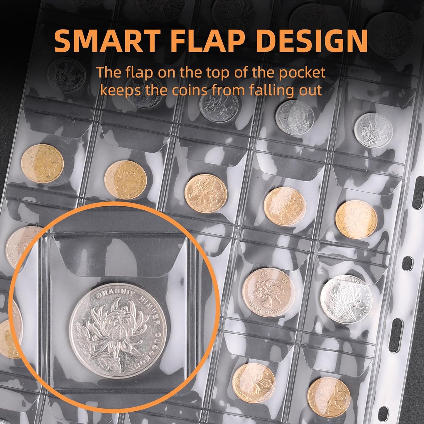 Coin Collection Book for Collector,260 Pockets Fireproof Coin Collection Holder Album,Coin Collection Organizer Storage Box Case Album for 20/25/ 27/30/ 38mm Coins,Black