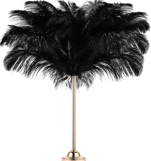 Retrowavy 30 Pcs 18-20 Inch Large Natural Ostrich Feathers Bulk for Centerpieces for Wedding Party Centerpieces Home Decoration Flower Arrangement (Black)