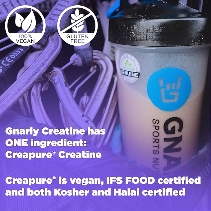 Gnarly Nutrition Creatine Powder – Creapure, Vegan Creatine Supplement – NSF Sport Certified, Optimized Recovery – Sports Nutrition – 5g Creatine Monohydrate – Unflavored, 15.87 oz