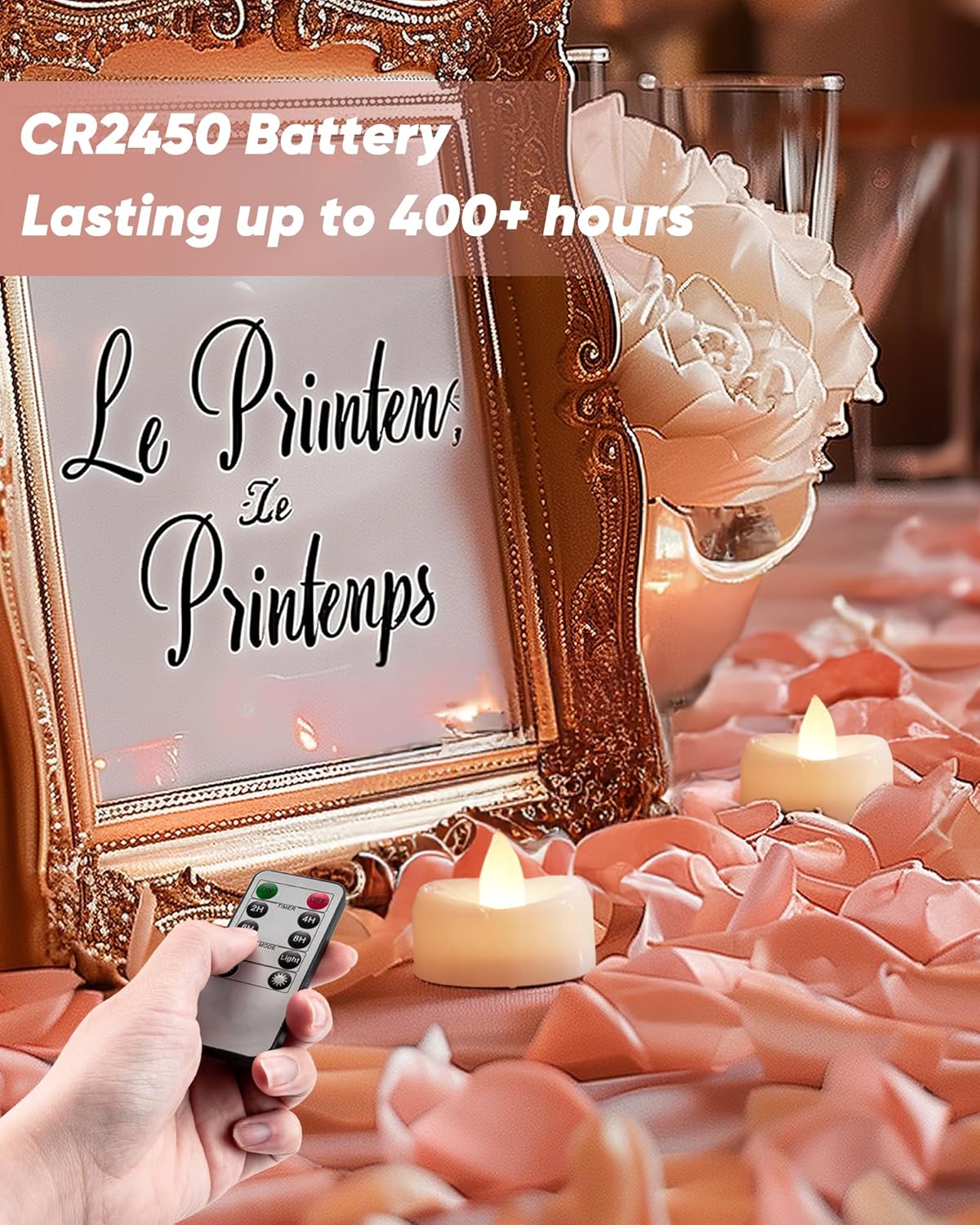 Remote Candles, 12PCS Flameless Tea Lights Candle Battery Operated with Timer, 400+Hours Remote Control LED Tea Lights Votive Candle for Holiday Table Centerpieces Decor