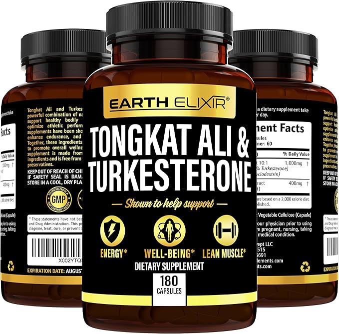 Turkesterone Tongkat Ali for Men and Women – 2-in-1 Natural Testosterone Support for Energy & Fitness - High Potency Turkesterone Supplement for Men with Tongkat Ali –– Pure Non-GMO Formula
