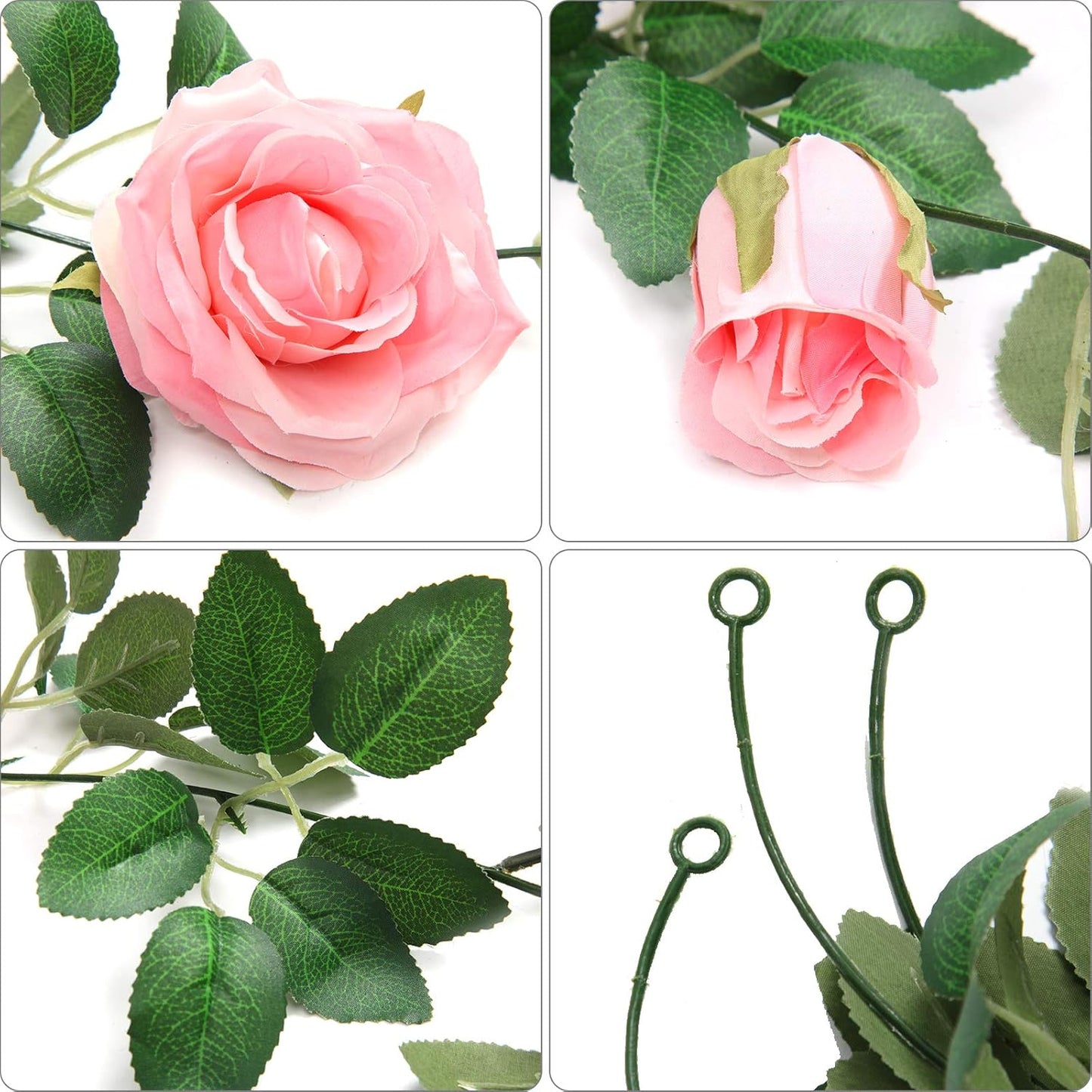 U'Artlines 3 Pack Artificial Pink Rose Vines Floral Garlands Total 19.5 Ft Fake Vine Silk Flower Garland for Indoor Outdoor Home Wedding Arch Garden Wall Decoration