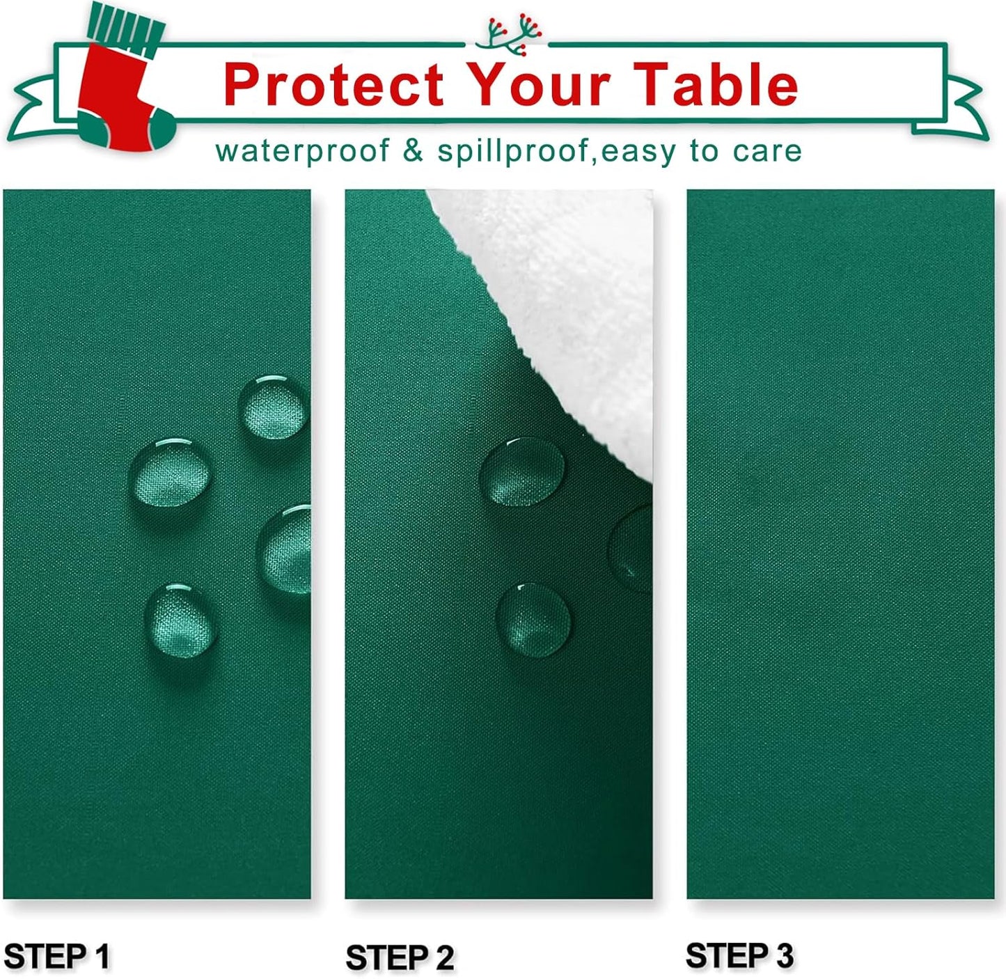 Hiasan Tablecloth for Rectangle Tables -Waterproof Spillproof & Wrinkle Resistant Washable Polyester Table Cloth for Dining/Party/Outdoor Picnic, Emerald Green, 70 x 140 inch