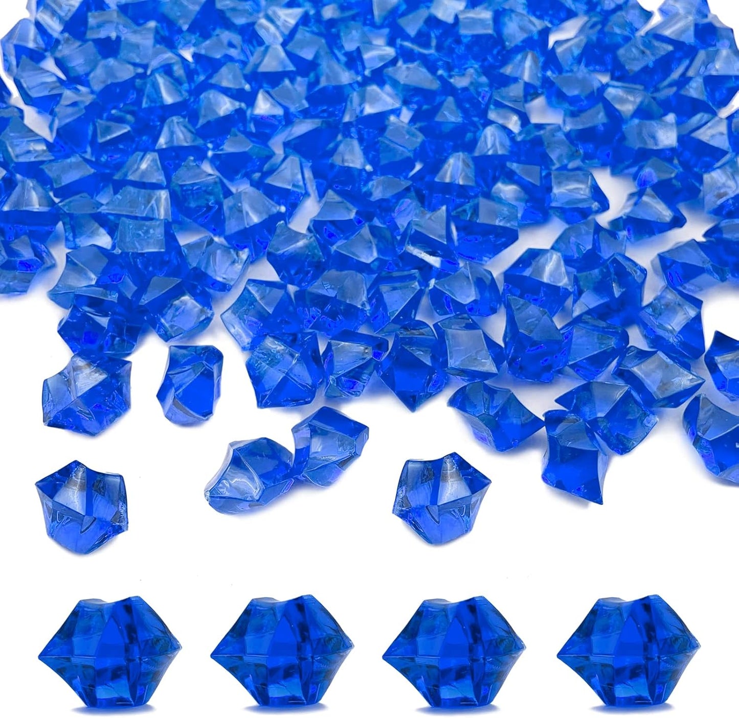 Fake Crushed Ice Cubes, Vase Fillers, 150 pcs 16 * 22mm Artificial Acrylic Crystal Rocks Diamonds for Vase Fillers,Table Scatter, Party Favor, Wedding Decoration(0.86 * 0.62inch,Darkblue)