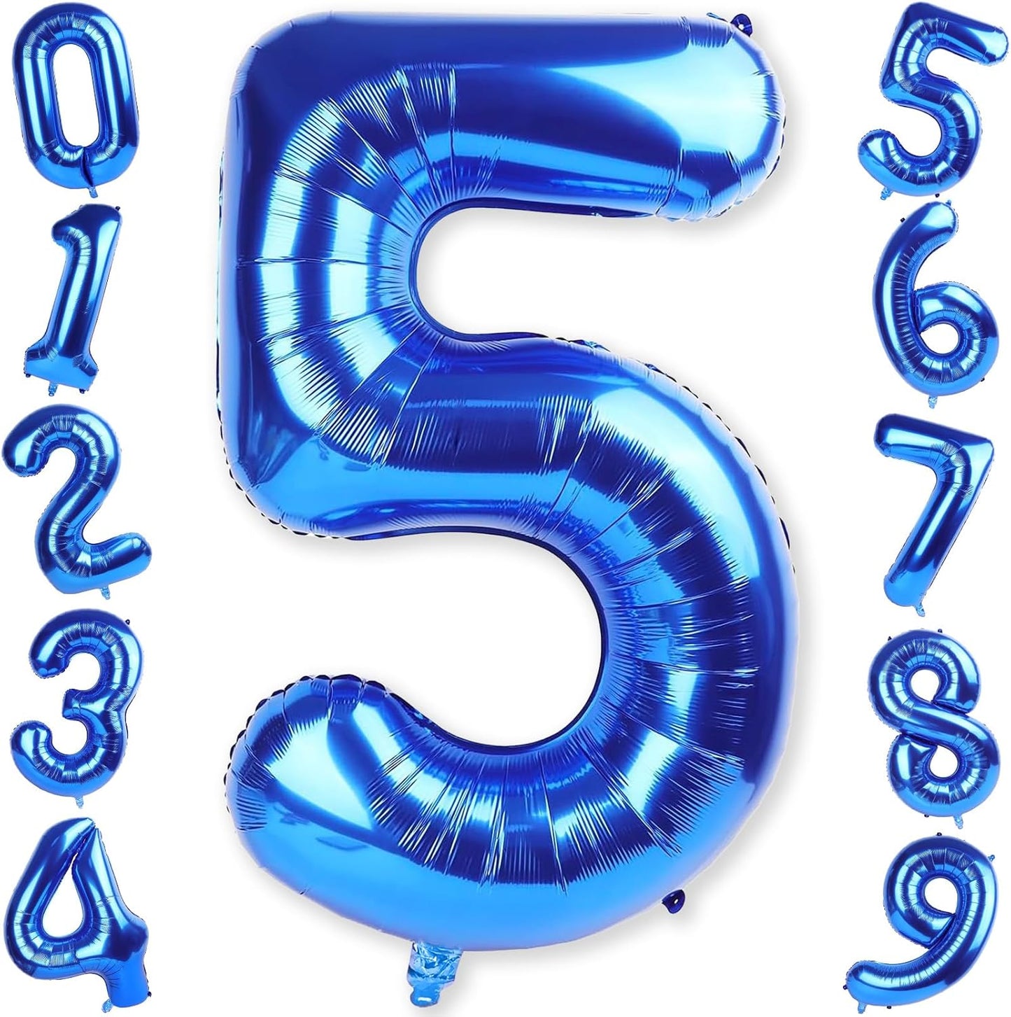 Navy Blue Balloon Number 5, 40 Inch Large Self Inflating Foil Mylar Number Balloons 0-9 for Boys Women, Dark Royal Blue Digital 5 Helium Balloon for Men 5th Birthday Decorations Graduation 2025 Party