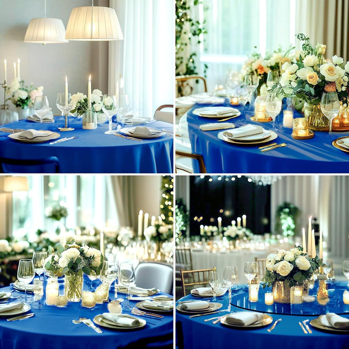 Round Tablecloth 120 Inch 2 Pack Royal Blue Tablecloths Washable Decorative Linen Polyester Table Clothes Cover for Dining Table Banquets Buffet Parties and Wedding