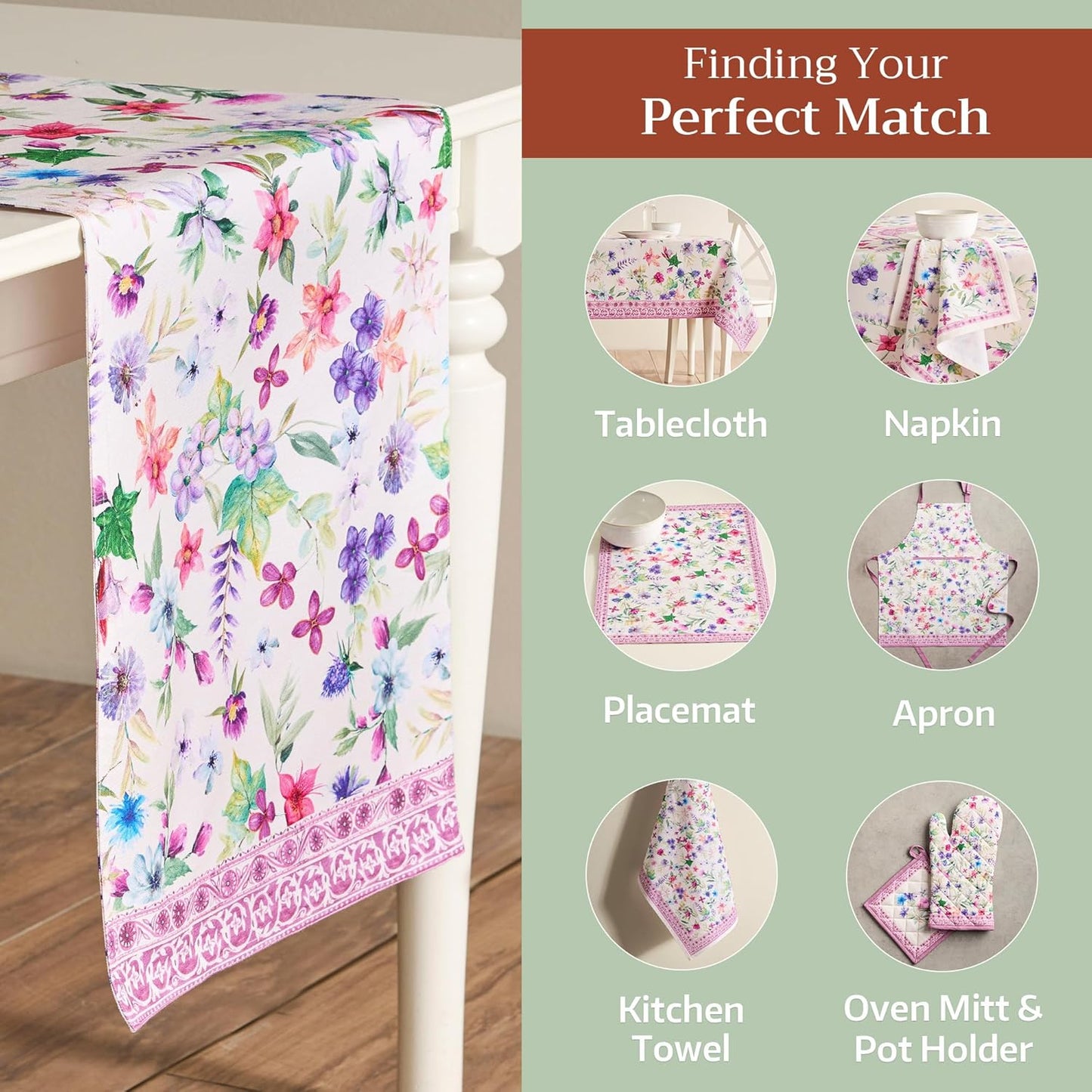 Maison d' Hermine Table Runner 100% Cotton Double Layer Table Runners 108 inches Long Decorative for Home Kitchen Dining Party Baby Shower Wedding Bridal Shower Spring Summer (Chardon, 14.50" x 108")