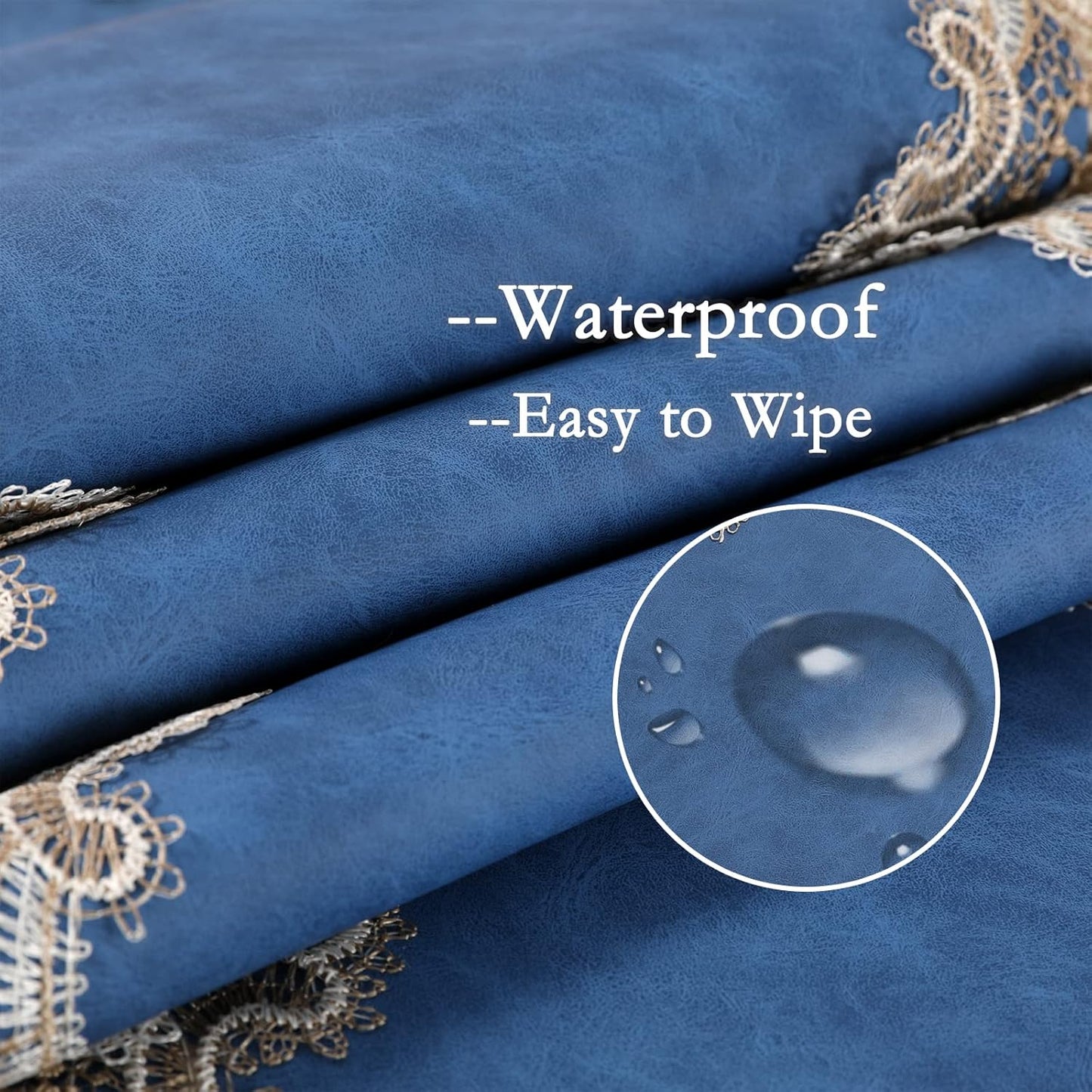 Vintage Lace Dining Table Runner, 120 Inches Floral Coffee Table Runners for Kitchen Home Christmas Party Decorations (16x120 inch, Blue)