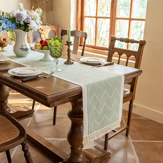 Table Runners 119 Inches,Waterproof Boho Table Runner with Tassel Fringe,Table Runner for Party Coffee Table