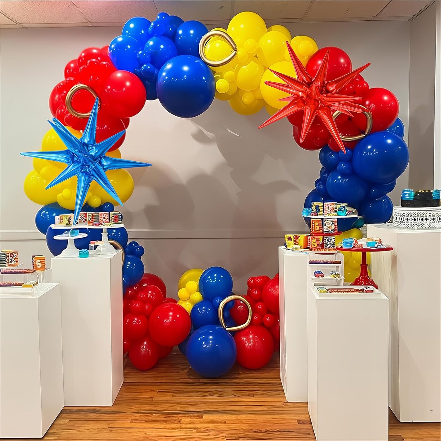 Balloons Red Blue Yellow, 12 Inch Primary Color Helium Balloons with Confetti Latex Balloons Carnival Circus Birthday Party Balloons for Kids Boys Baby Shower Wedding Toy Party Decoration Supplies