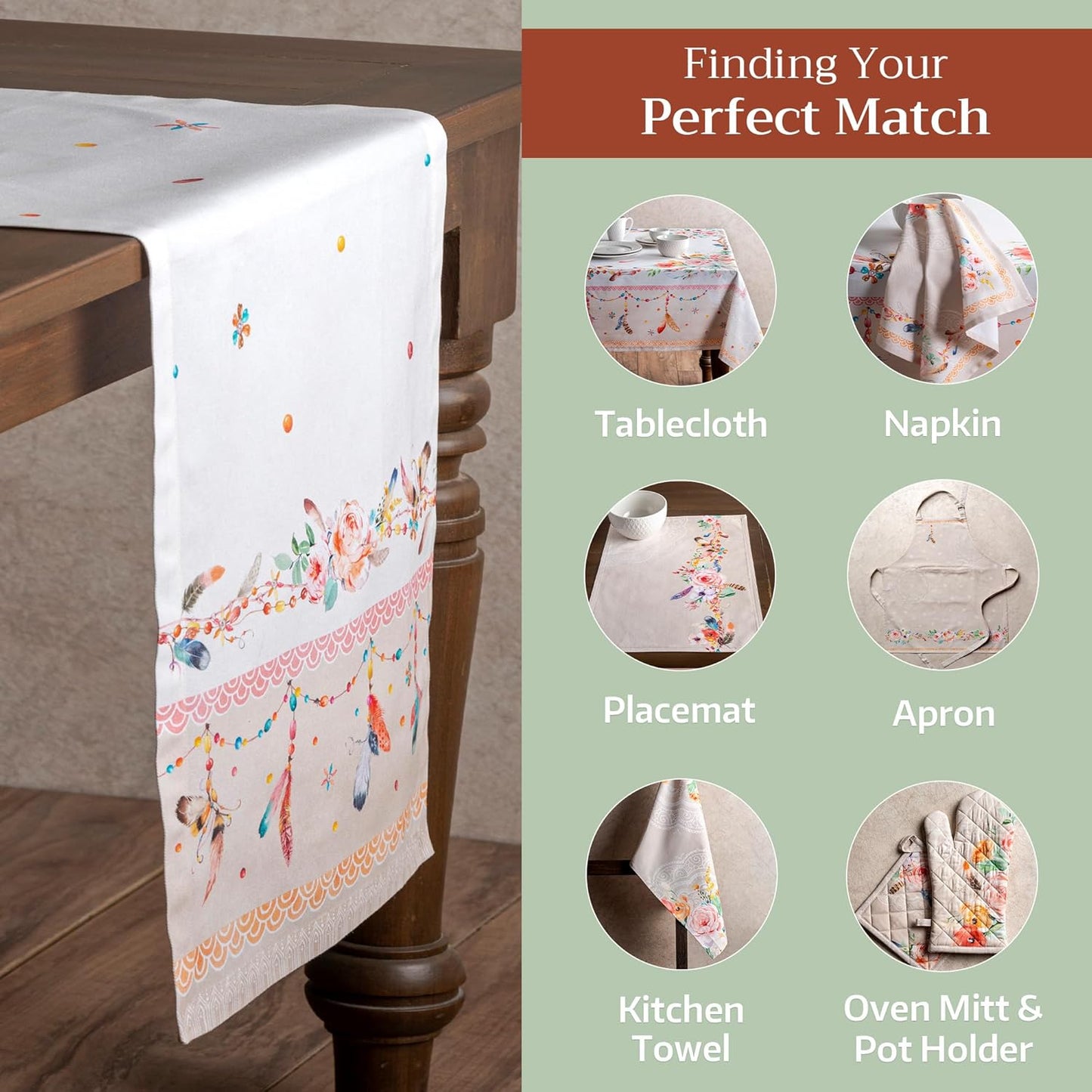 Maison d' Hermine Table Runner 100% Cotton Double Layer Table Runners 72 inches Long Decorative for Home Kitchen Dining Party Wedding Bridal Shower Spring Summer (Ibiza - Beige, 14.50" x 72")