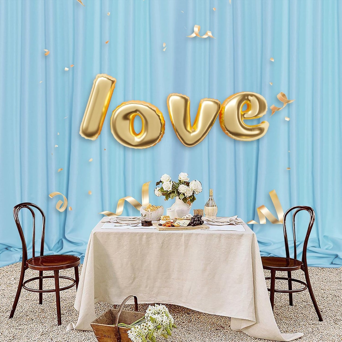 MEETSKY 10x 10 Baby Blue Backdrop Curtain for Baby Shower Parties Rod Pocket Light Blue Curtains Backdrop Drapes Fabric Decoration for Birthday Party Photography 5ft x 10ft,2 Panels