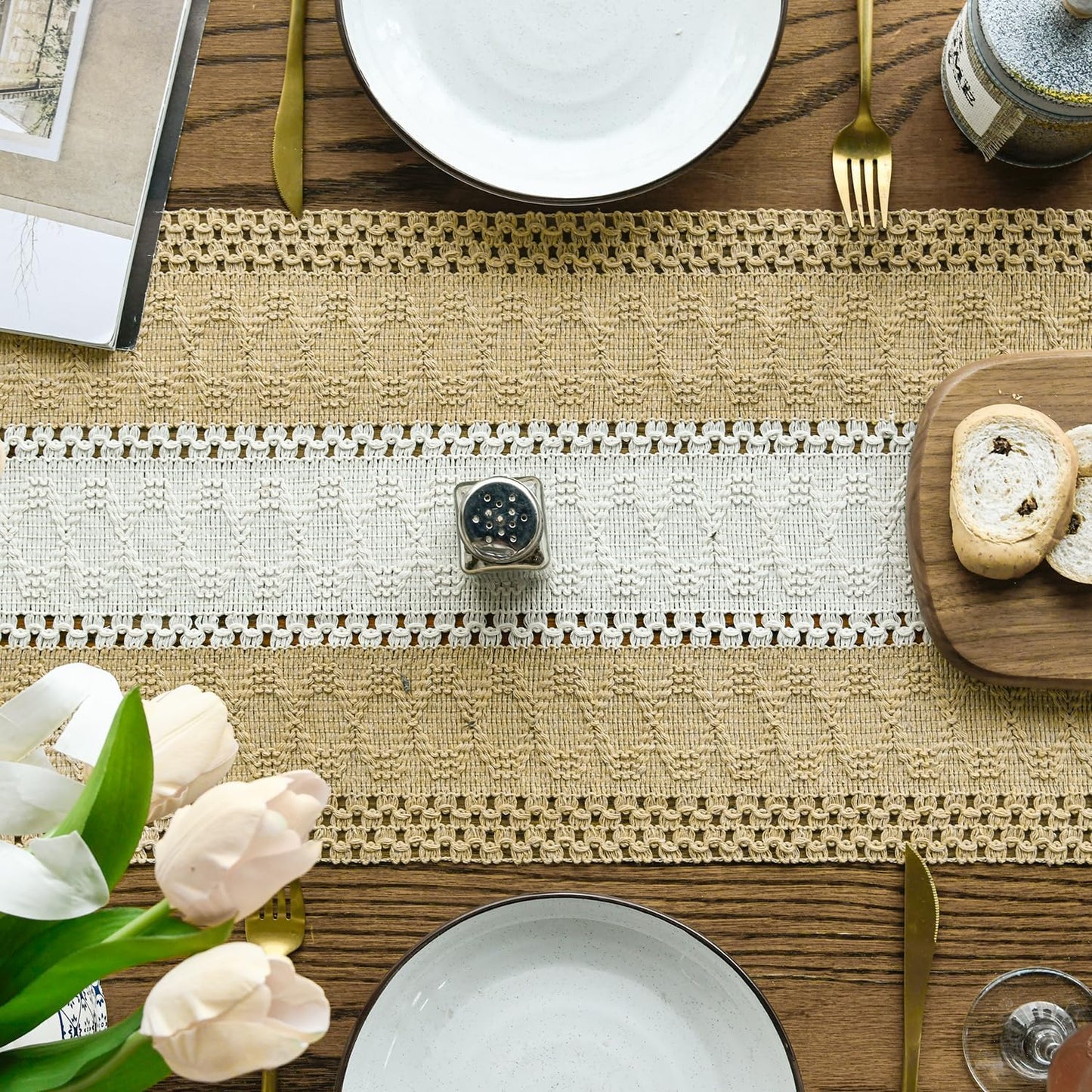 Artoid Mode Burlap Brown Farmhouse Rustic Table Runner, Seasonal Hollow Kitchen Dining Table Decoration for Home Party Decor 12x72 Inch