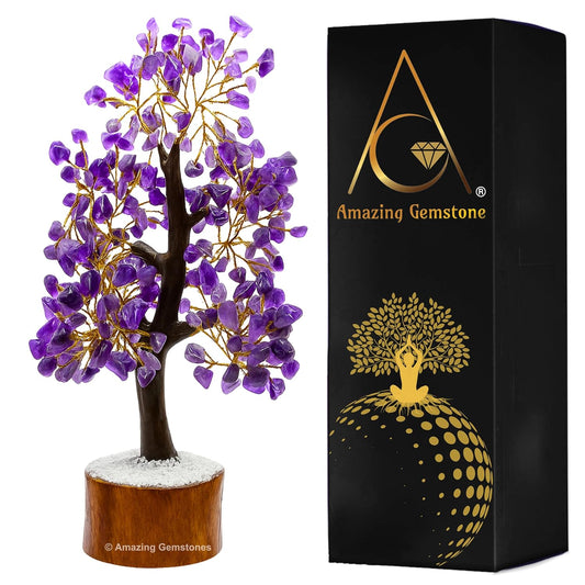 Amazing Gemstone Crystals and Healing Stones Birthday Gifts for Women - Amethyst Crystal Tree of Life Home Decor Stocking Stuffers, Bookshelf, Room, Meditation Gift for Dad, Unique Birthday Gifts