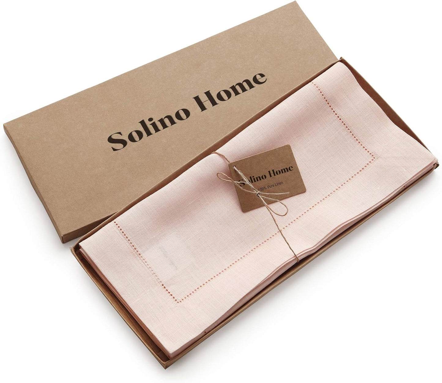 Solino Home Linen Pink Table Runner 144 Inches Long - 100% Pure Linen Extra Long Table Runner 14 x 144 Inch for Halloween - Classic Hemstitch