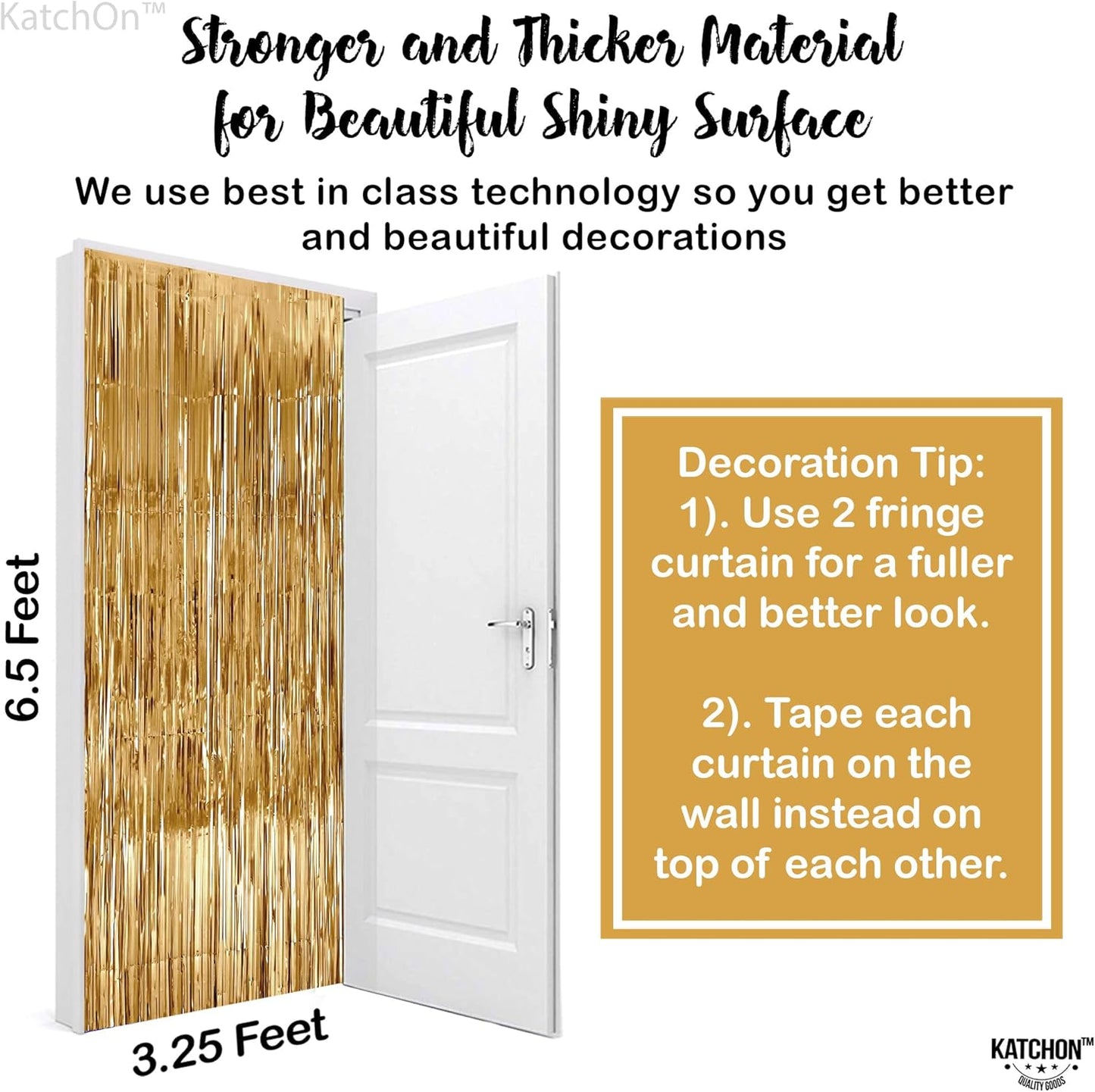 Katchon, Champagne Gold Backdrop Curtain - Pack of 2 | Gold Streamers for Birthday, Anniversary, Bridal Shower, Bachelorette Party Decor | Shimmer Curtains for Thanksgiving, Happy New Year Decorations