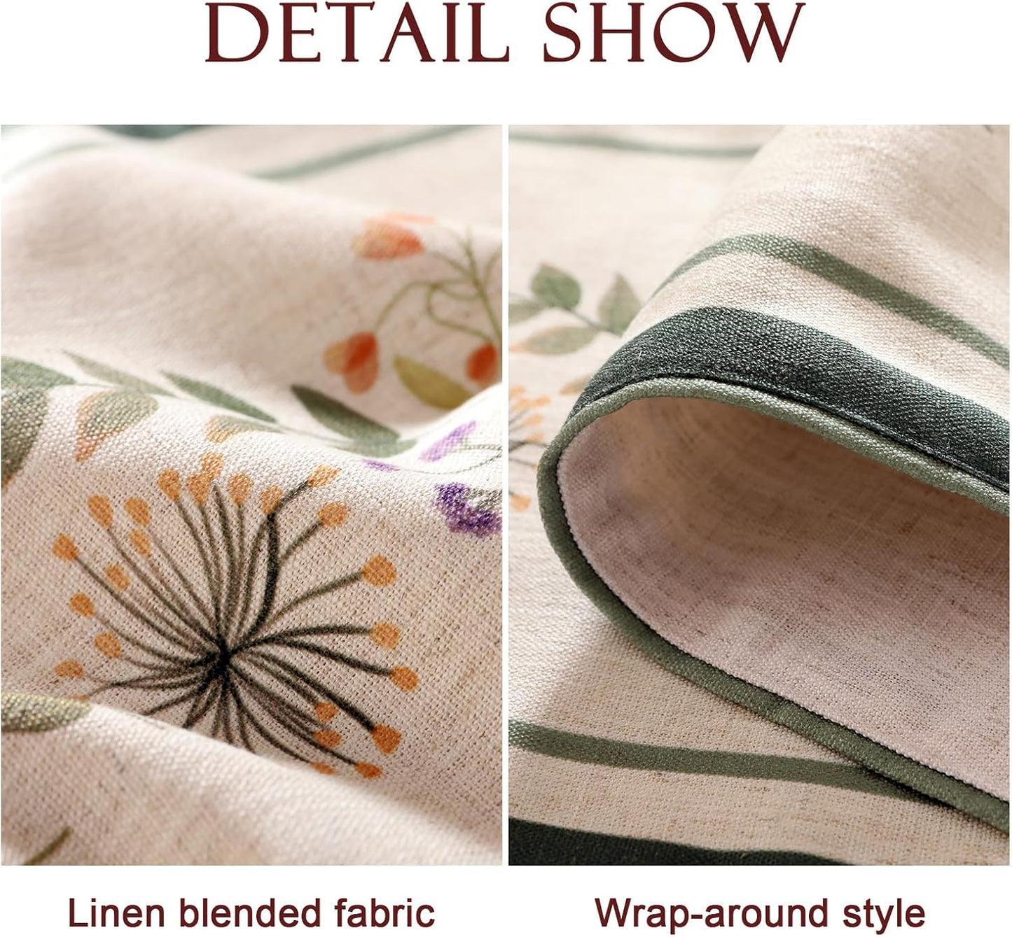 Designer Linen Table Runner,French Farmhouse Shabby Chic Floral Pattern 87 Inches Long Wrinkle Free Table Runners,Decor Tabletop for Kitchen,Dining,Party,Home,Christmas,12"*87"