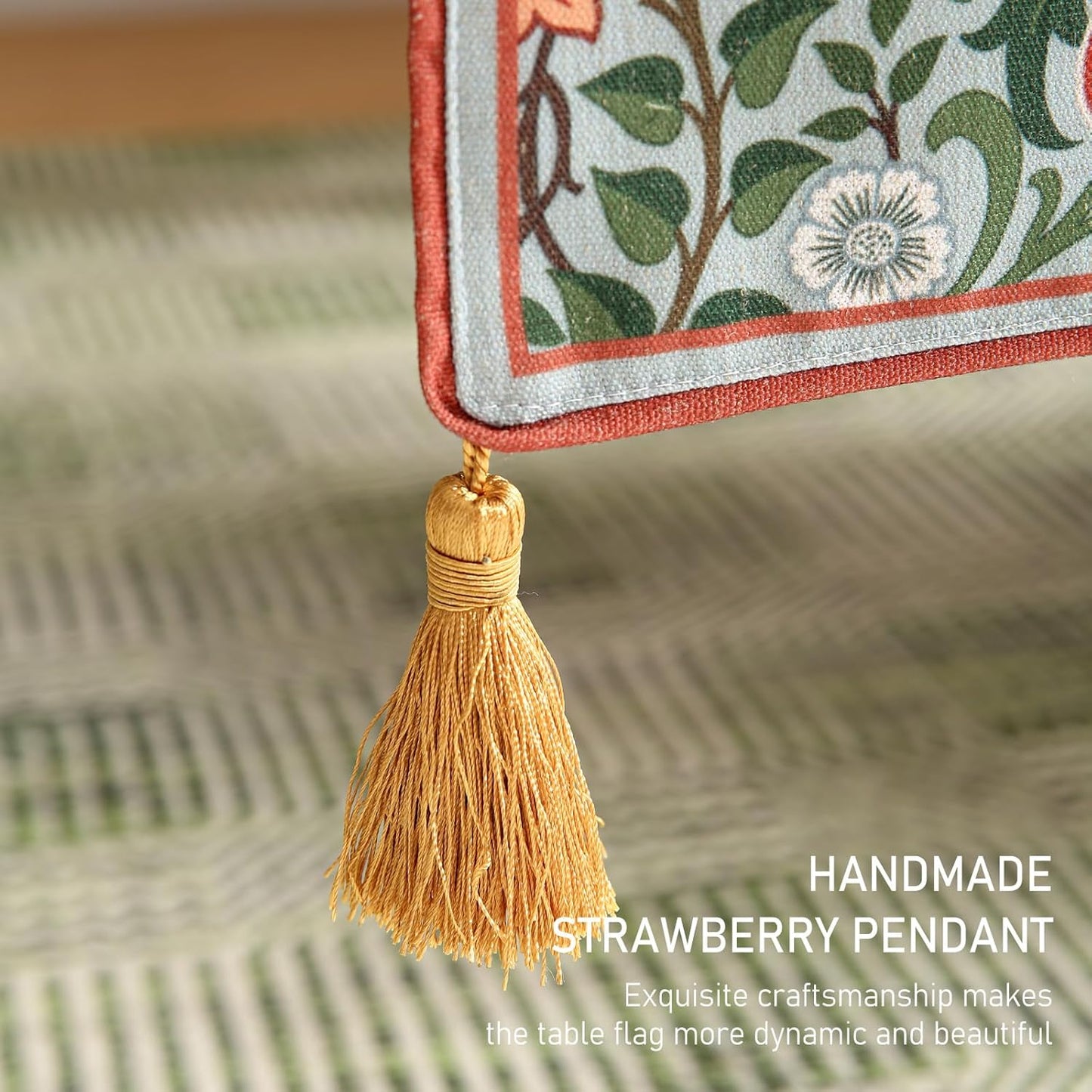 ISAENNE Designer French Green Elegant Linen Table Runner 71 Inches Long,Colorful Flower Pattern Soft Table Runners for Dining Tables,Thanksgiving,Kitchen Tables,Christmas,12"*71"-Naples B