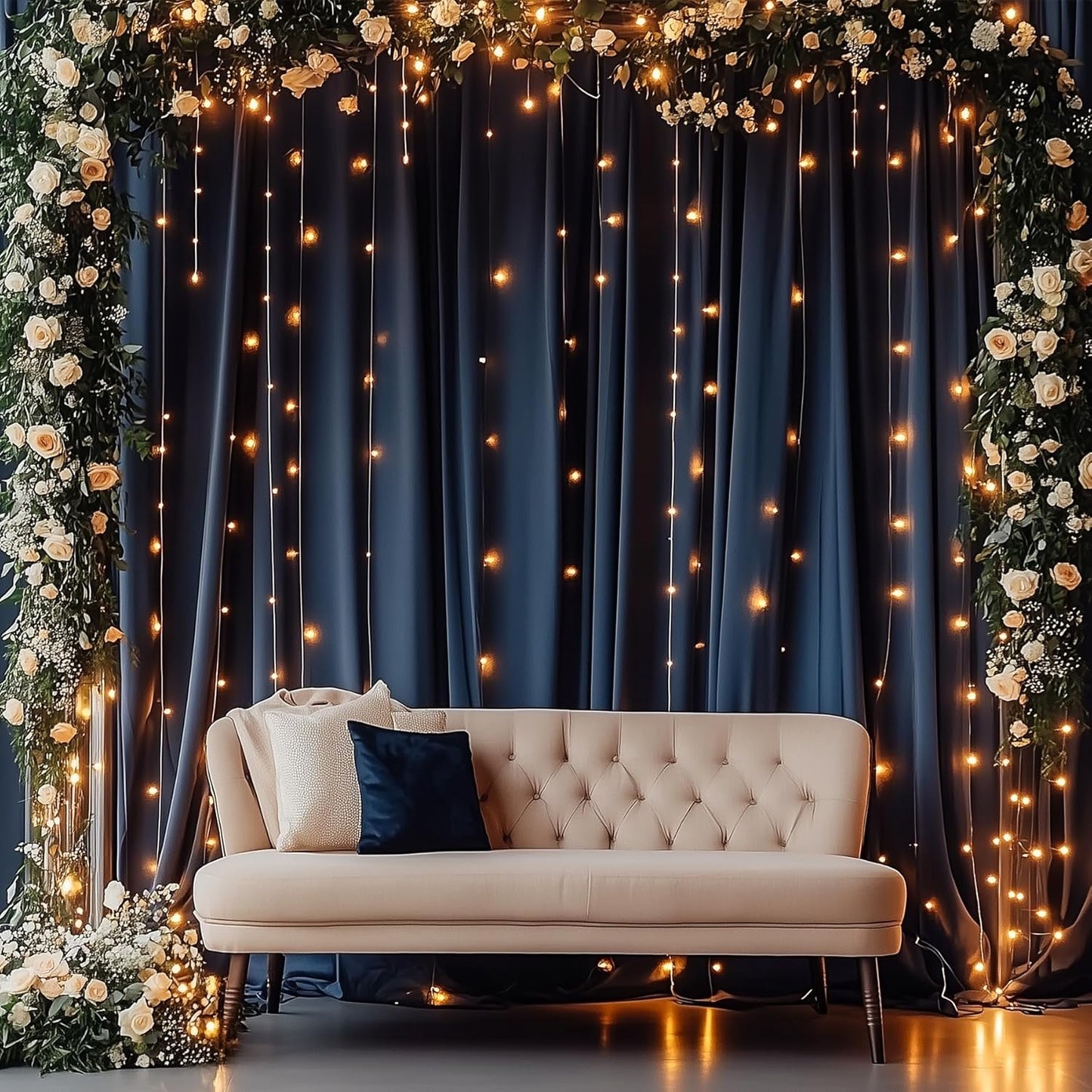 30ftx14FT Wrinkle Free Navy Blue Backdrop Curtain, 6 Panels 14FT Height Navy Blue Wedding Backdrop Drapes, Silky Polyester Back Drop Cloth for Birthday Photography Background Party Backdrop Draping