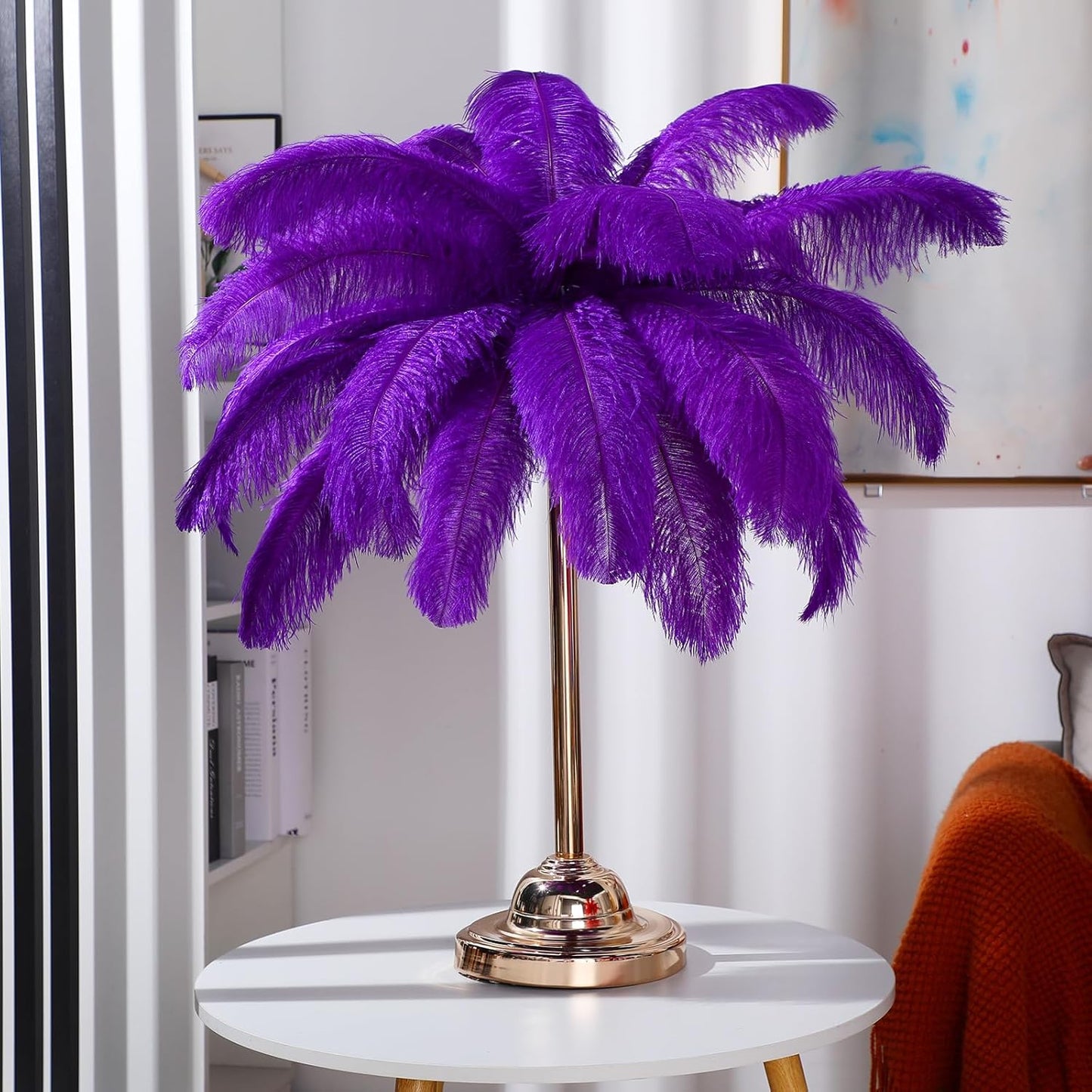 Retrowavy 30 Pcs 18-20 Inch Large Natural Ostrich Feathers Bulk for Centerpieces for Wedding Party Centerpieces Home Decoration Flower Arrangement (Purple)