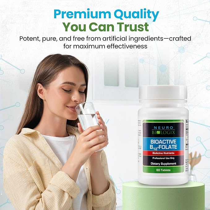 B12 Folate - Methyl Folate Supplement to Support Methylation & Vital Body Functions – With Bioavailable B12 (Methylcobalamin) & Folate (Metafolin® 5-MTHF) for Enhanced Absorption - 60 Tabs