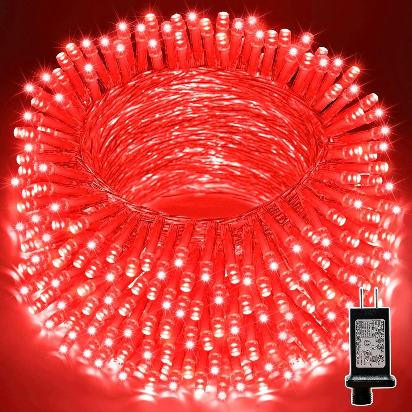 LAMPHOME 66ft Christmas Decorative Mini Lights,200 LED Transparent Wire Fairy Starry String Lights Plug in, 11 Lighting Modes, for Indoor Outdoor Xmas Tree Wedding Party Decoration (Red)