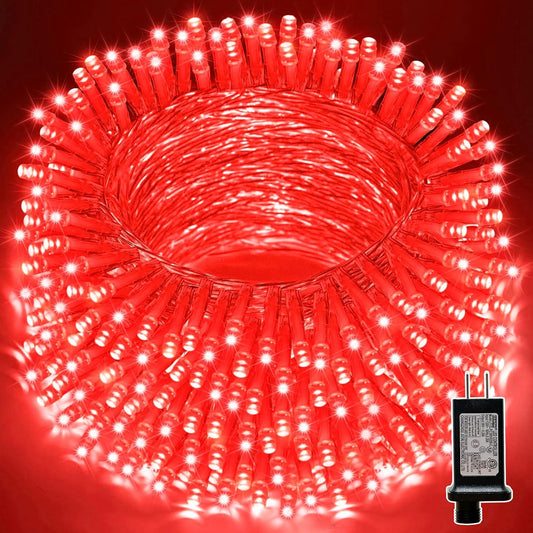LAMPHOME 66ft Christmas Decorative Mini Lights,200 LED Transparent Wire Fairy Starry String Lights Plug in, 11 Lighting Modes, for Indoor Outdoor Xmas Tree Wedding Party Decoration (Red)