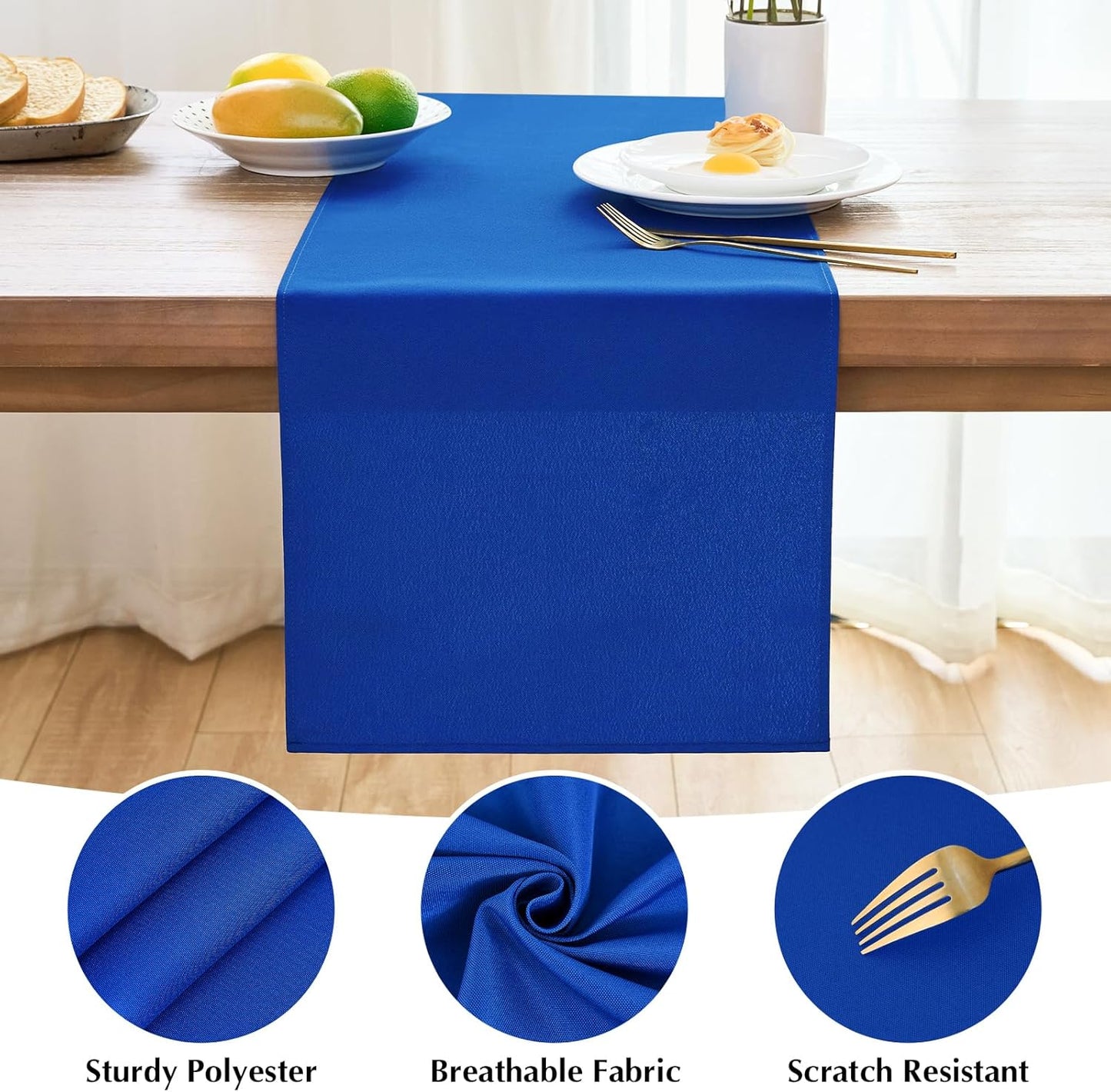 2 Pack Blue Table Runner 12 x 60 Inch Solid Color Farmhouse Runners Coffee Table Dresser for Daily Party Home Decoration